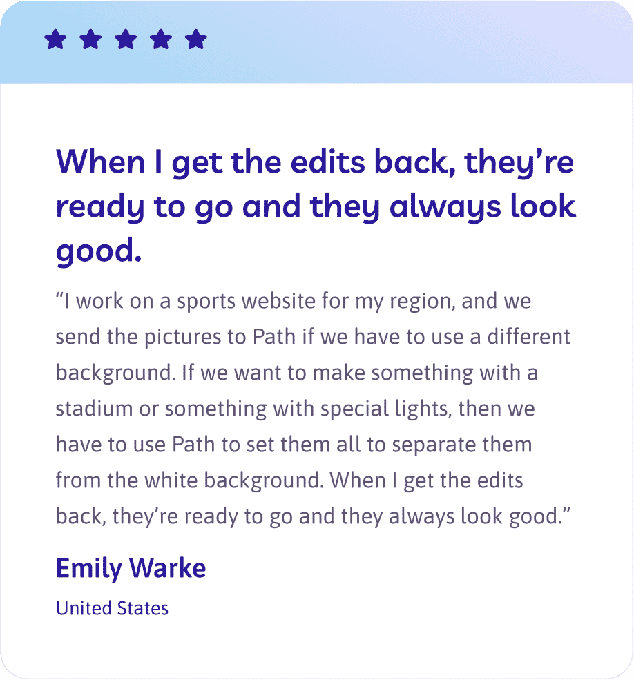 Collage of customer reviews highlighting PathEdits’ professional image editing services, including color correction and retouching.