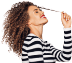 Woman with curly hair isolated using professional image masking services for precise detailing. Edited.