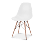 White modern chair with realistic shadow effects to enhance depth and visual appeal. Edited.